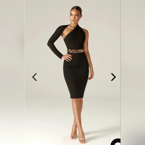 NWT Alieva Dasha Modern midi dress in black size xl - Picture 7 of 16